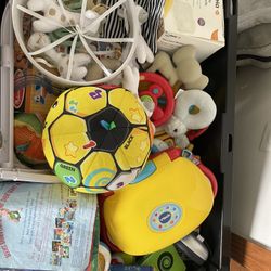 Miscellaneous Baby Stuff Bundle Including Pump, Car Seat, Base, Toys Etc
