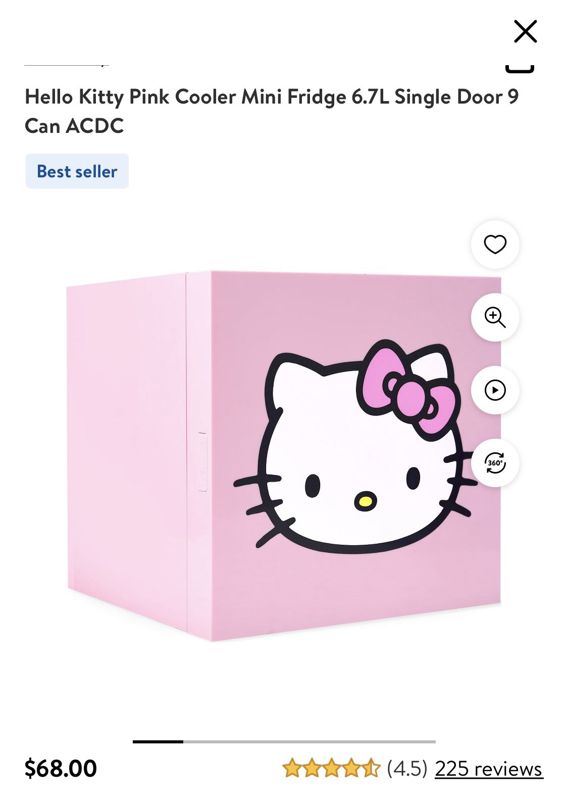Hello Kitty Pink Cooler Mini Fridge 6.7L Single Door 9 Can ACDC$40
