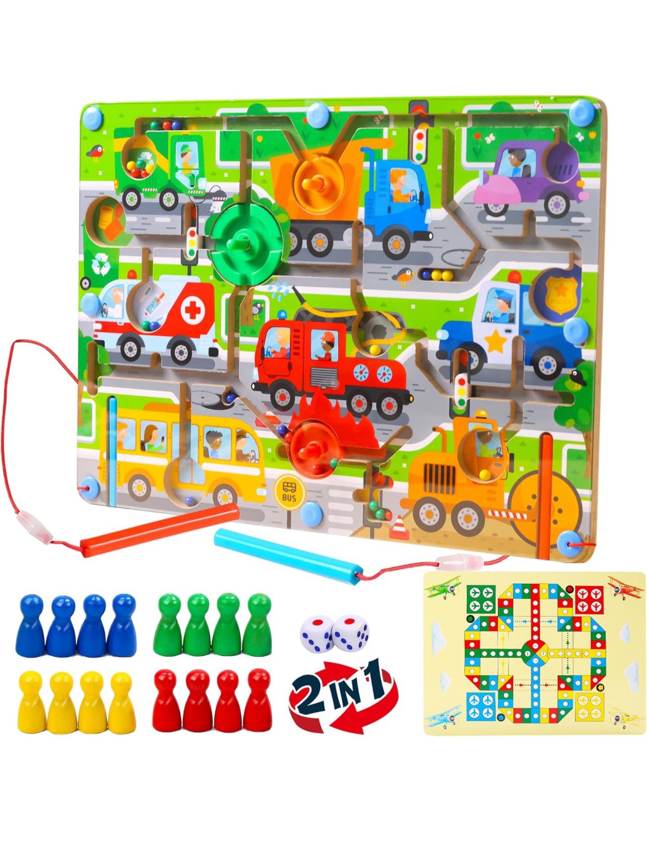 Brandnew Wooden Christmas Games Magnetic Maze Board, Magnetic Puzzle Game Board, Learning & Education Toys, Magnetic Maze Travel Toys for Kids