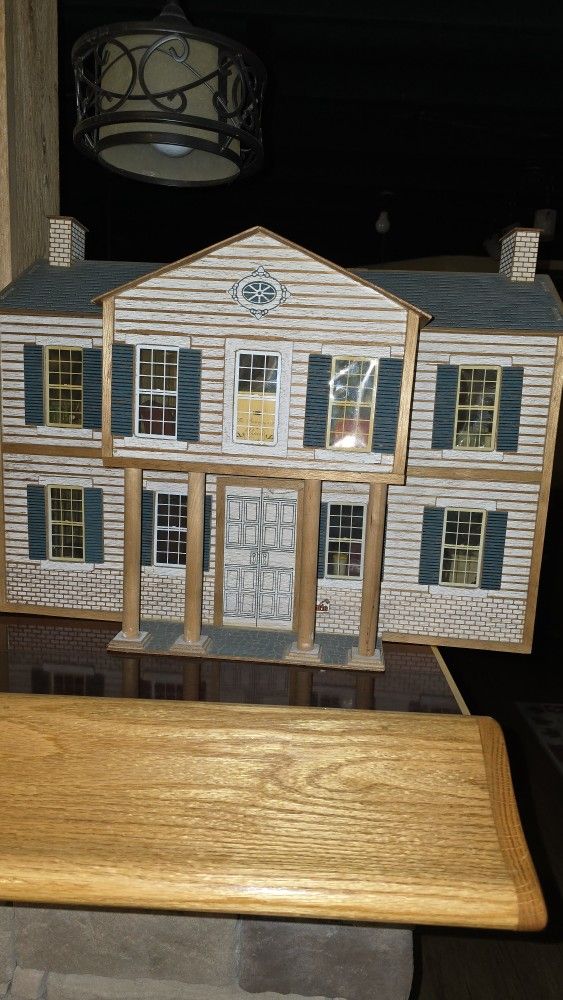 Doll House With Miniature Furnishings