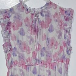 Gorgeous Floral Print Dress - Pink And Purple 