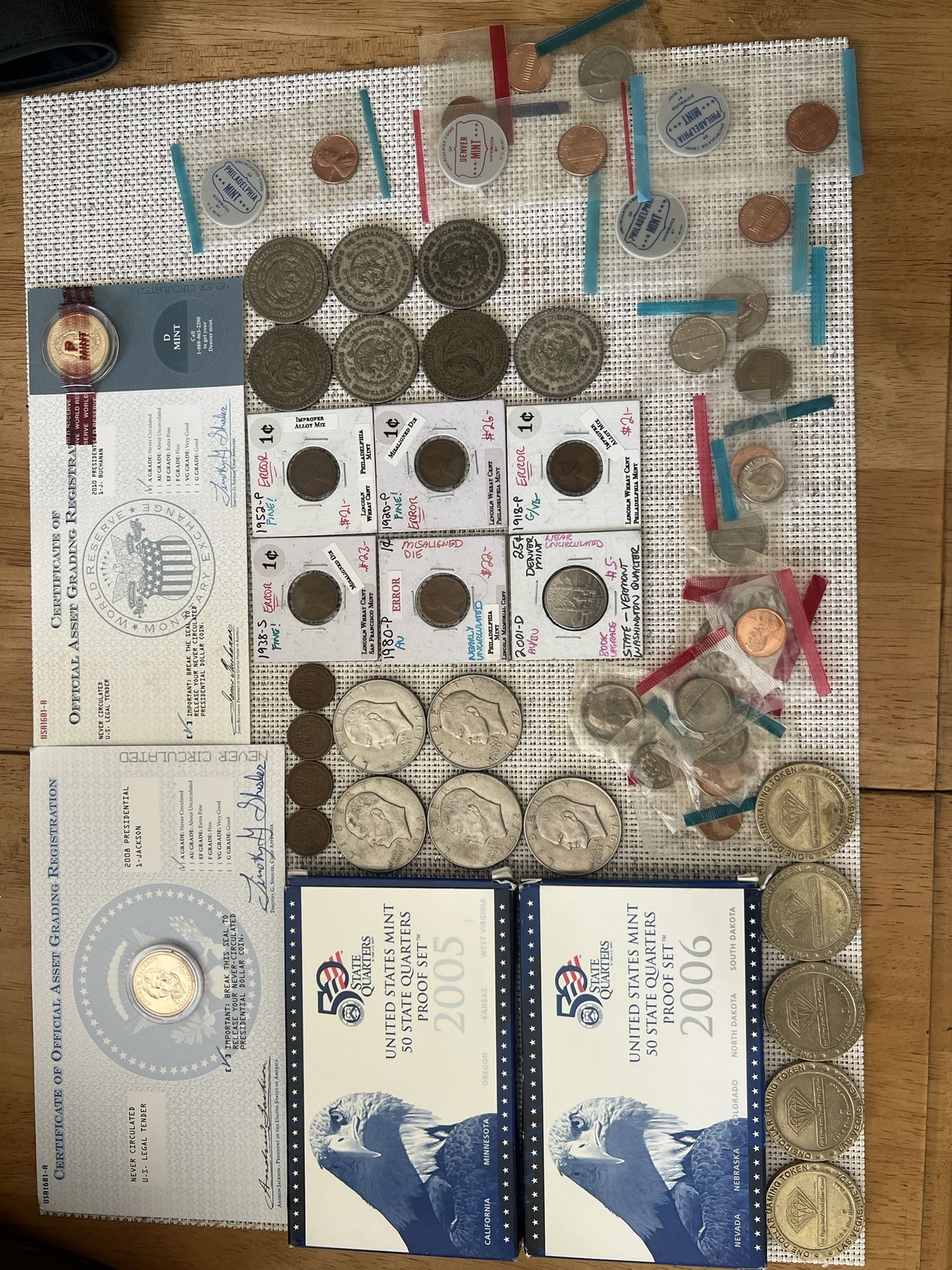 Lot Of Uncirculated Coins Old Coins Pesos And Vegas Meatball Coins