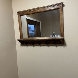 Wooden Entryway Mirror/shelf/coat Hanger 
