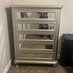 Silver Regal Mirror Dresser With 2 Nightstands 