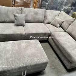 New Sectional Sofa And Chaise Set Free Storage Ottoman Seccional Couch Modern Designer Ashley Style Big Discount Furniture Clearance Sale Light Grey