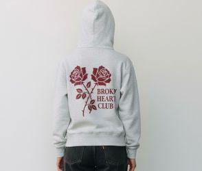 NEW Broken Hearts Club Hoodie Women’s XL Lt Gray Sweatshirt NWT