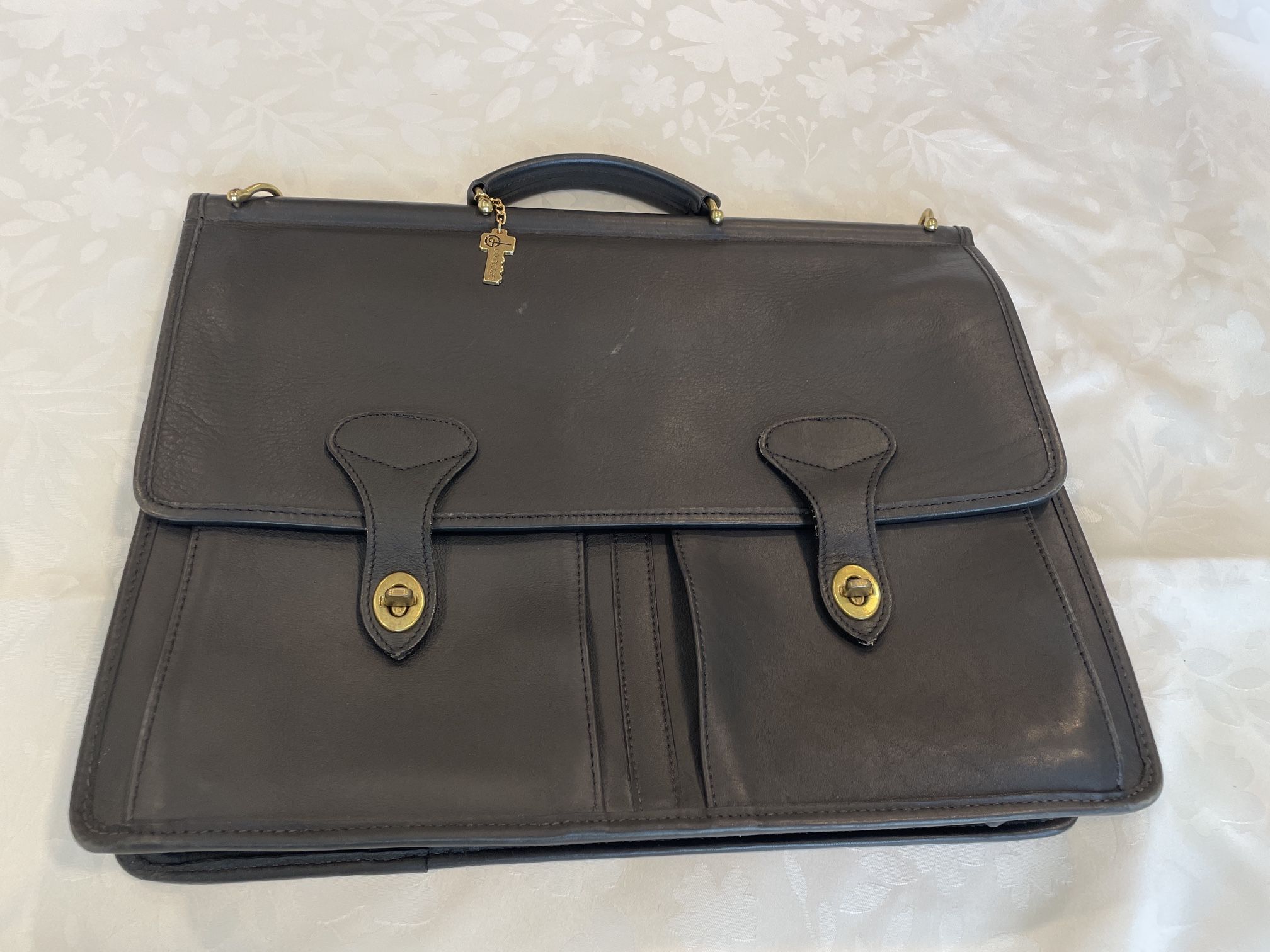Jack Georges Vintage Black Soft Leather Briefcase Messenger Bag Made in USA