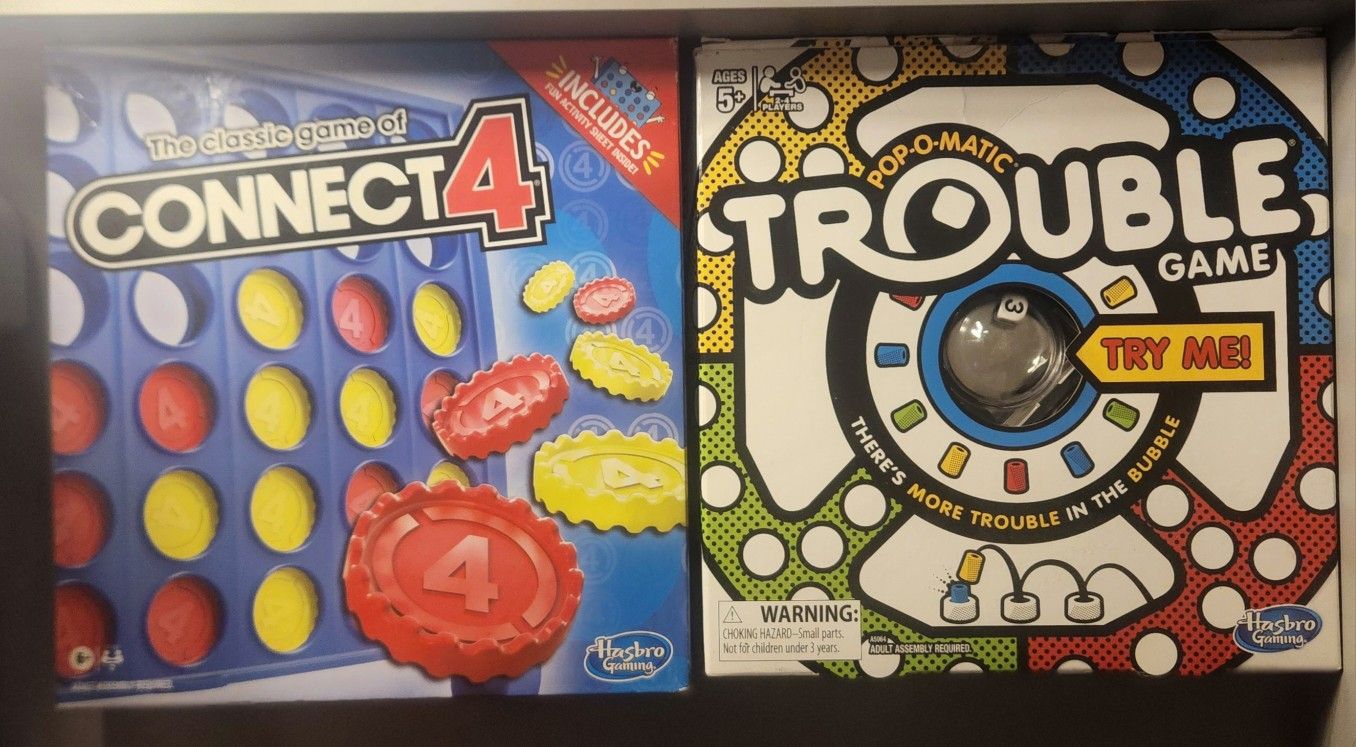 Set Of 2 Kids Games Connect 4 & Trouble
