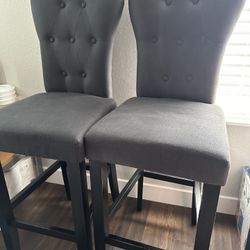 Set of 2 Gray Bar Stools
