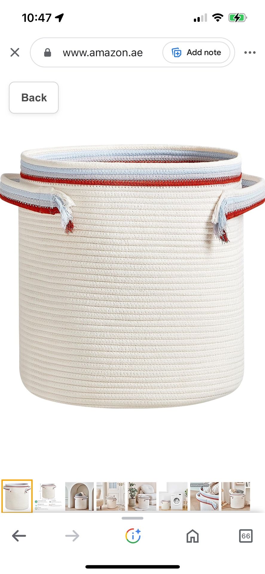 Cotton Rope Laundry Hamper with Tassel Handle (14.6"x15.7")