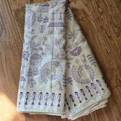 Beautiful New Natural Tussar Color(Beige) Blended Tussar Silk Saree With Contrast Blouse