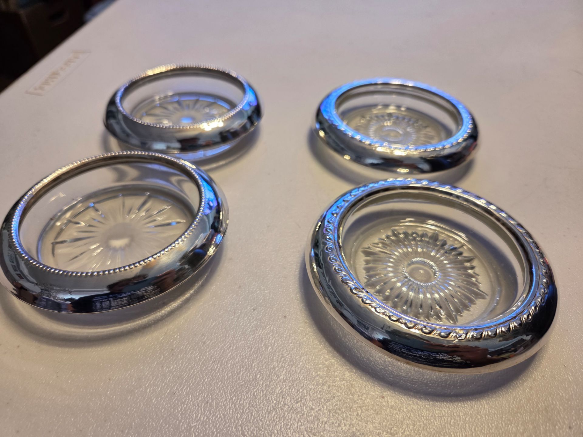 4 sterling silver coasters ash trays