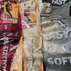 X-pression Xpression Expression 48" Braiding hair 2X Pre-Stretched Color Red And Blonde 