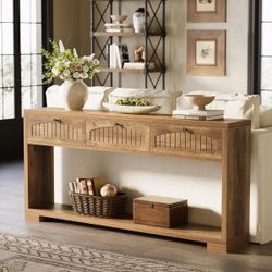 70.8 inches Long Console Table with 3 Drawers Narrow Farmhouse Entryway Table for Hallway Entry