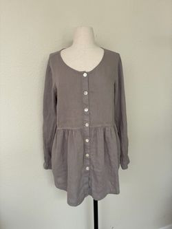 Sigrid Olsen Women’s 100% Linen Tunic, Gray, size Small