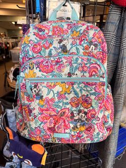 Disney Mickey Mouse Friends Colorful Garden Iconic Campus Backpack Vera Bradley