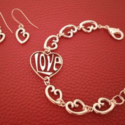 Heart's Love Bracelet With Earrings Asking $20