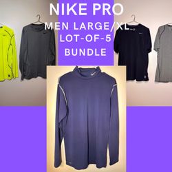 NIKE MENS LARGE/XL LOT OF 5 BUNDLE DRIFIT PRO COMBAT VINTAGE MOCK NECK RARE