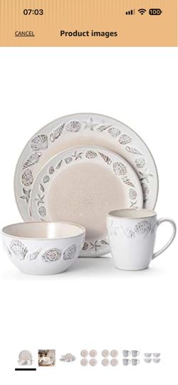 Pfaltzgraff Panama 16-Piece Dinnerware Set Ceramic with Seashell Design
