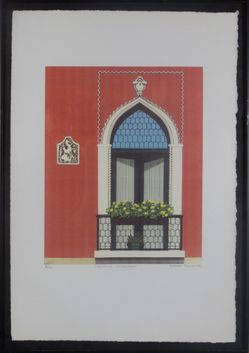 Sarah Schulte, "Gothic Window," L/E Signed & Numbered Serigraph with frame