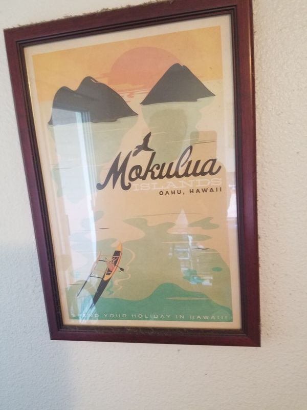 Vintage Hawaiian Prints In Koa Wood Frames For Waipahu Hi Vintage Hawaiian Prints In Koa Wood Frames