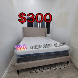 NEW QUEEN BED FRAME AND MATTRESS 