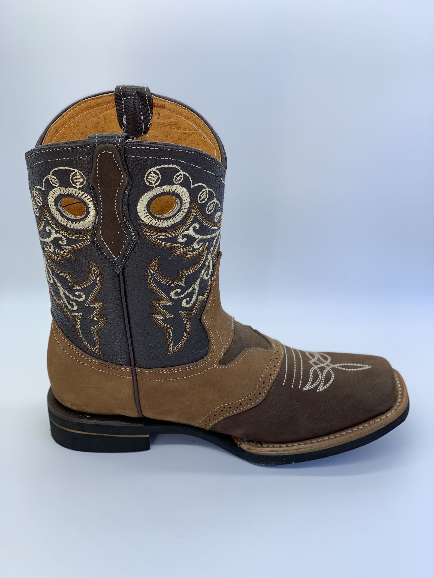 Western Suede Leather Square Toe Boots