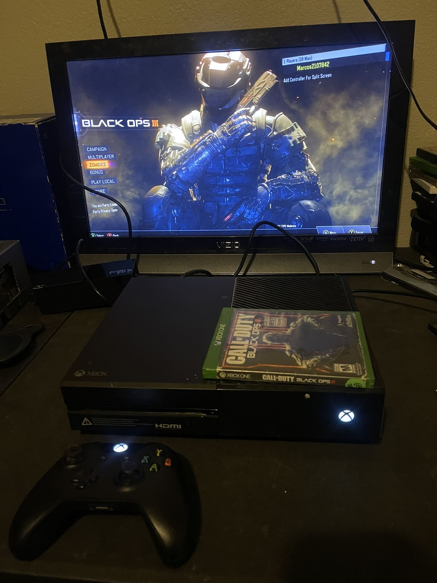 Xbox One Bundle With Game Call Of Duty Black Ops Wireless Controller And All Wires $210 must pick up or $220 if I drop