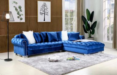 Navy Blue Sofa Sectional w Pillows - Atlanta Same Day Delivery 