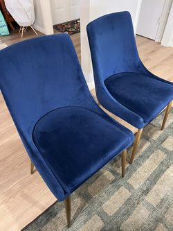 Blue / Velvet Accent Or Dining Table Chairs
