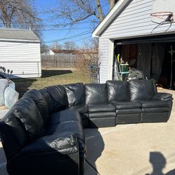 ( Free Delivery ) Large Black Faux Leather Couch