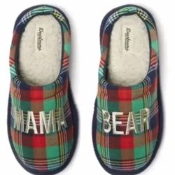 Dearfoams Women's Mama Bear Green Plaid Scuff Slippers... CHECK OUT MY PAGE FOR MORE ITEMS 