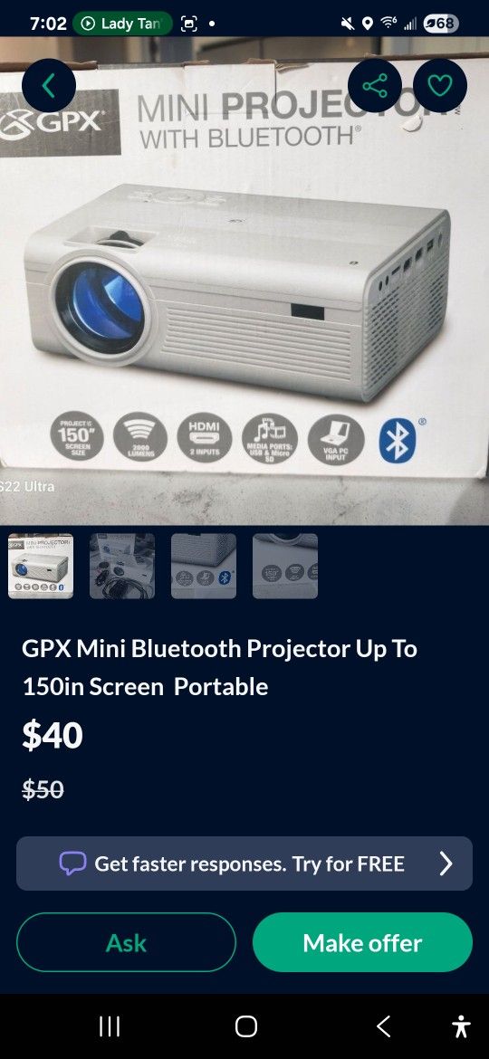 Home Projector - GBTiger 4000 Lux LED Video Projector