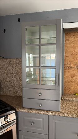 IKEA Bodbyn Countertop Glass Cabinet + 2 Drawers