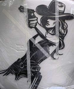 15 In By 15 In Metal CNC Wall Decor Cowgirl Pack And Pistol 25 Firm