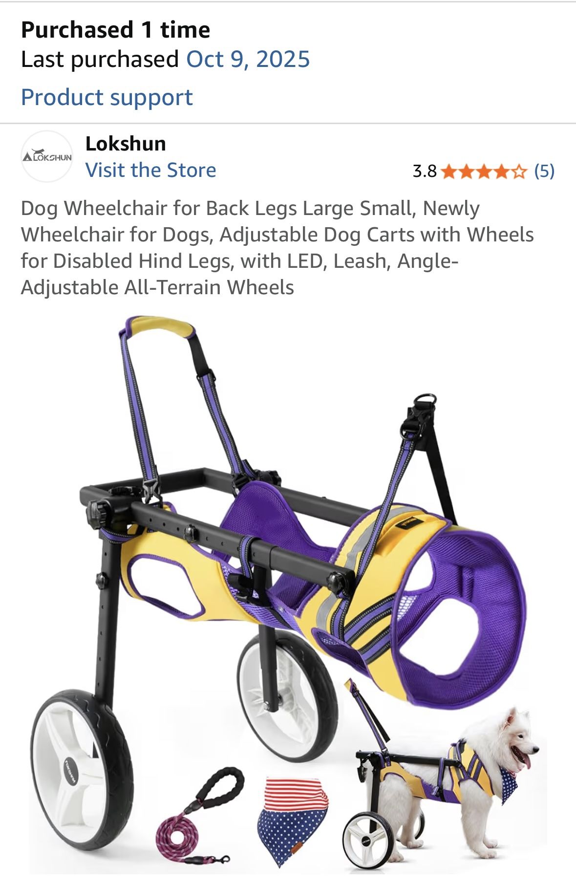 New Dog Wheelchair (never used)
