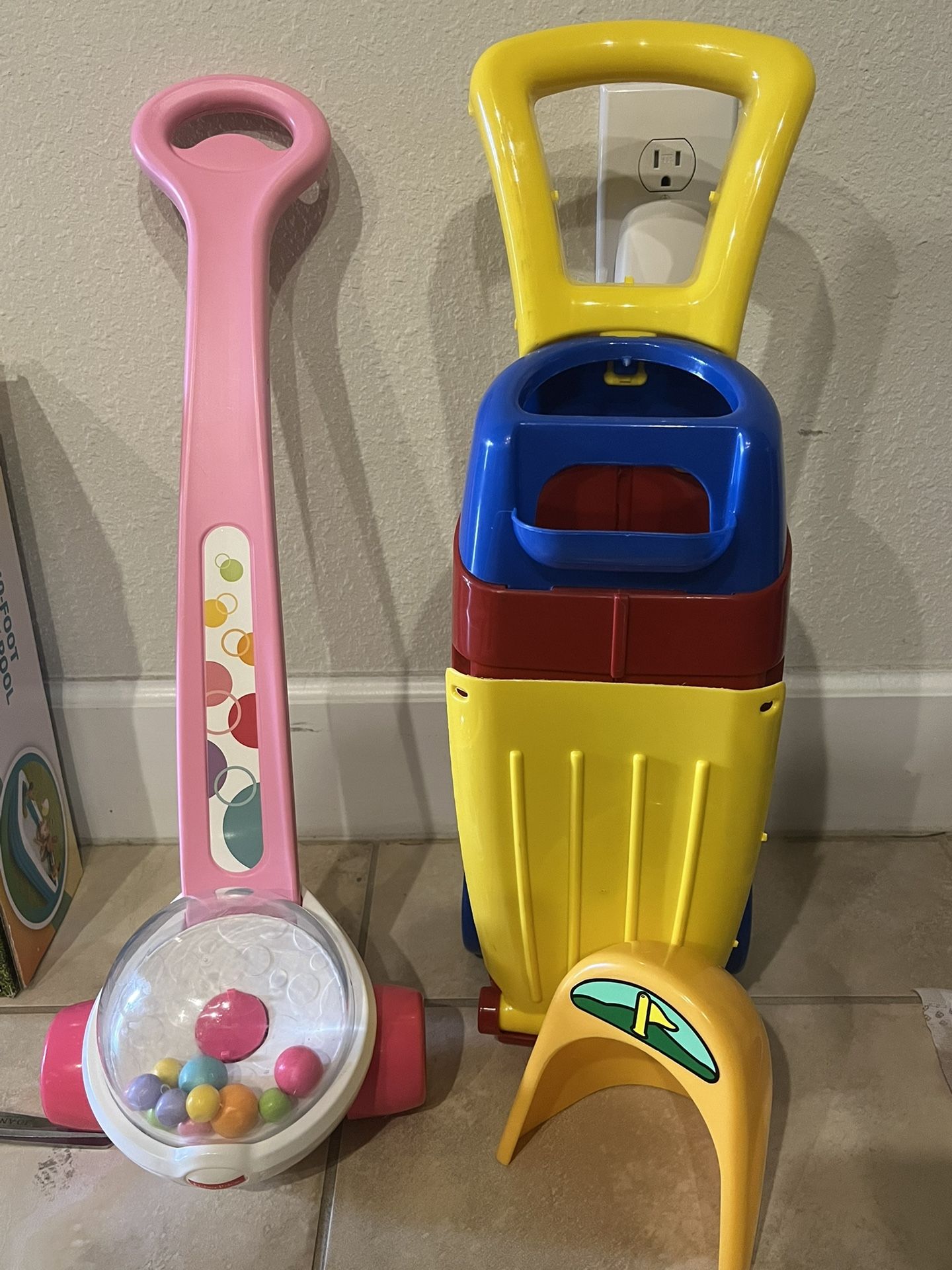 Kids Toy Assortment - “Popcorn” Push Toy, Golf Set, Electronic Story, Shapes & Music Books, etc!