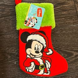 Christmas Mini 8” Embroidered Stocking Disney Mickey Mouse Santa New