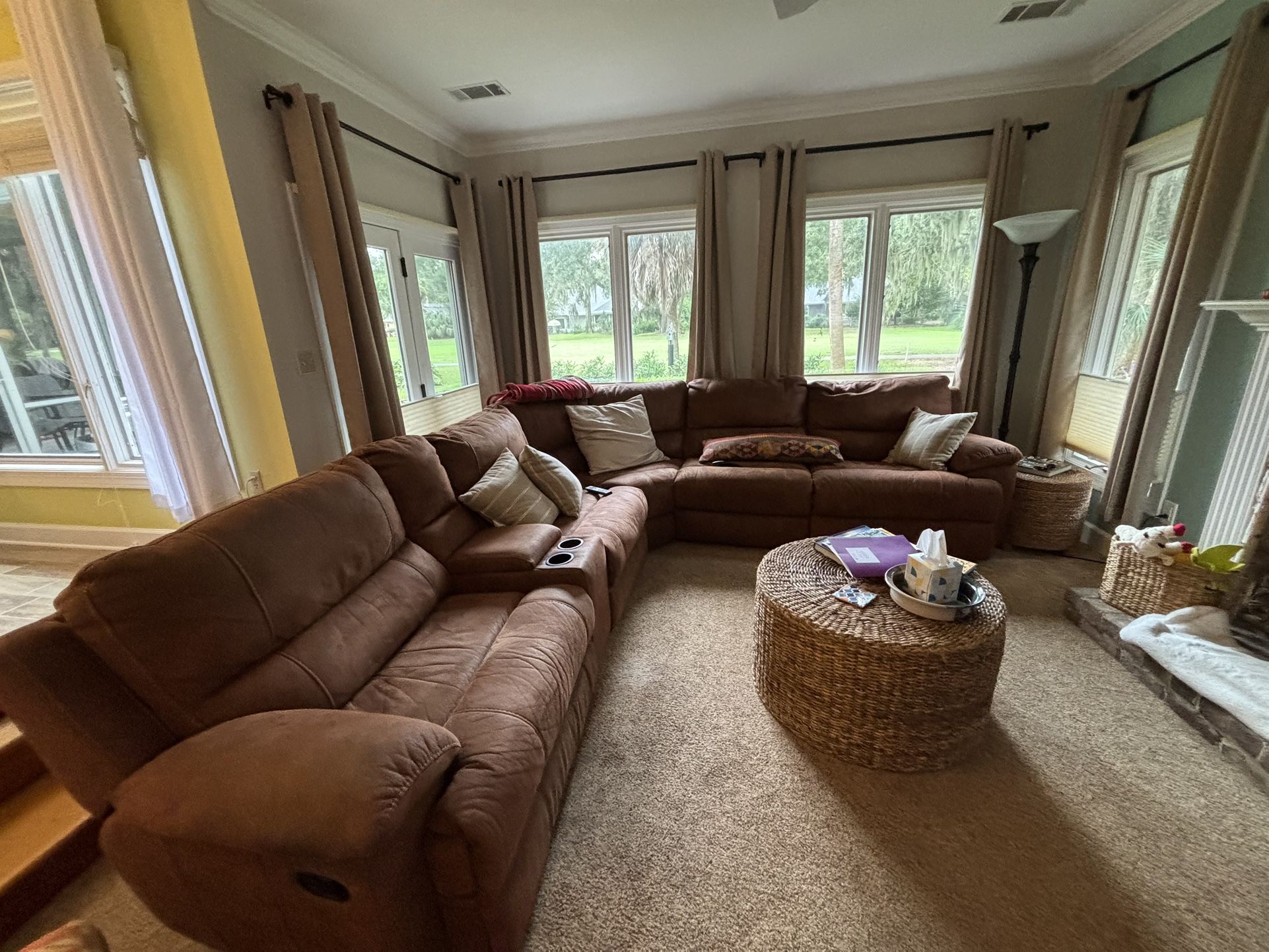Sectional Sofa With 3 Built -in Recliners.