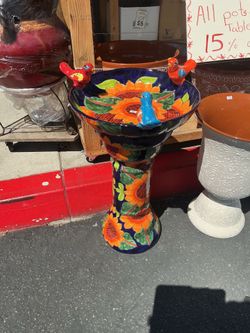 Talavera birdbath