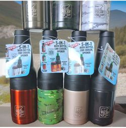 Polar 5-in-1 Stainless Steel Beer Bottle Can Cooler Opener - Pick Your Design