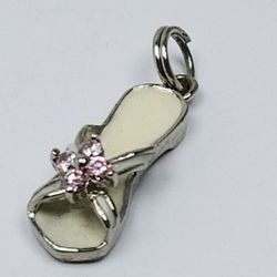 Women's Sterling Silver 925 Charm with Pink Stones  #80214