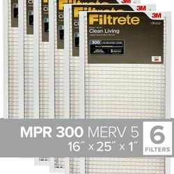 Filtrete Basic Air Filters 25x16x1 Merv 5-6 Pack