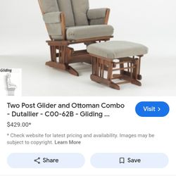 Dutailier wood glider chair with lever, just needs cushions /cleaning good condition $20