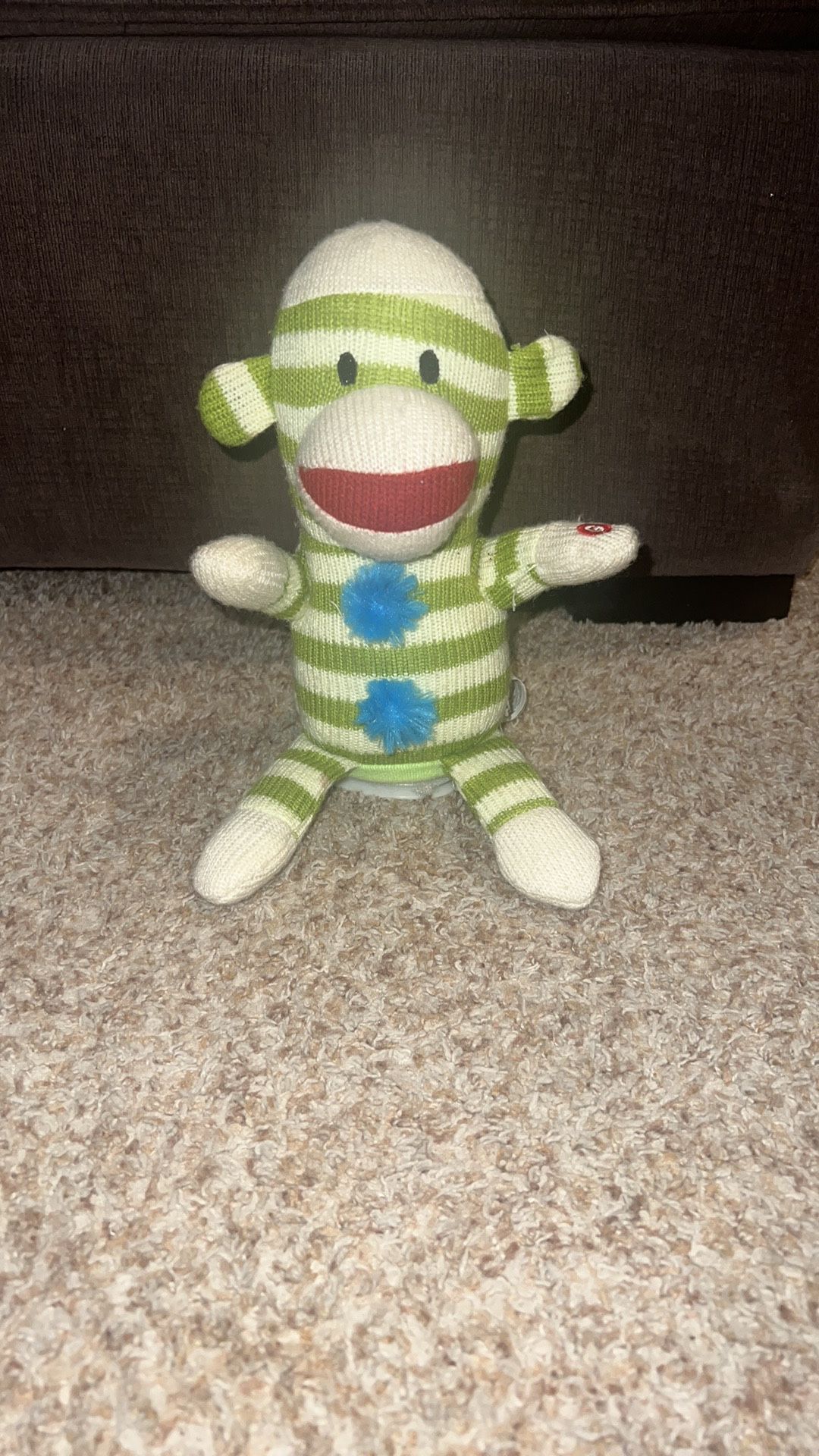 Usher Song Singing Sock Monkey Plush DJ Got Us Fallin In Love. Does have some snags/stains/piling & not sure if bottom use to be connected. But he sti