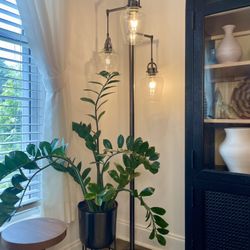 Modern Industrial Floor Lamp - 3 Light Glass Shade 