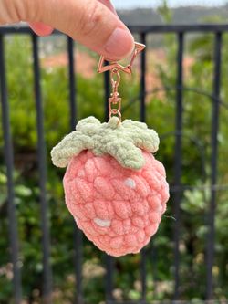 Crochet Strawberry on Keychain 🍓 plushie