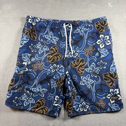 Vintage Ocean Pacific OP Floral Swim Trunks Men Size M 36 Blue Board Shorts#3158