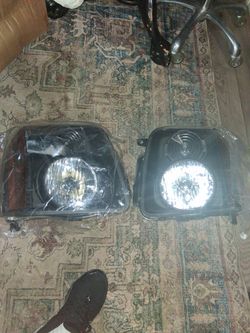 Headlights Assembly Pair for 2007-2014 GMC Yukon XL 1 SLE SLT Base Hybrid, Replace 1 1, W/Bulbs OE Style Front Head Lamps