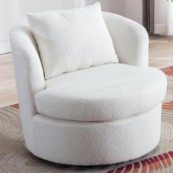 Swivel Barrel Chair, Fully Assembled Swivel Accent Chair, Beige
